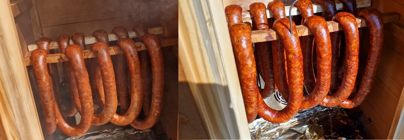 Kiełbasy wędzone i podpiekane.