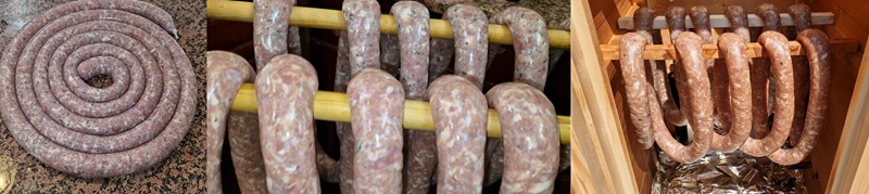 Jelito napełnione, osadzanie i suszenie.