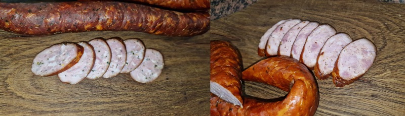 Kiełbasy na zimno - przekroje.