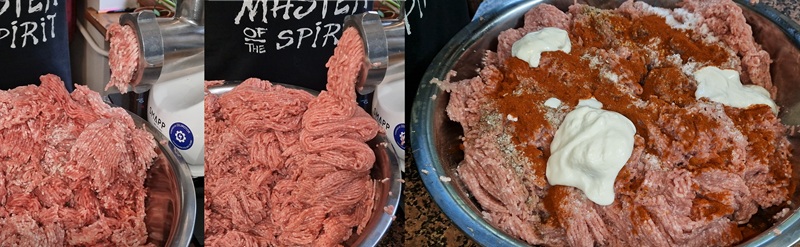 Mielenie podwójne i przyprawianie.