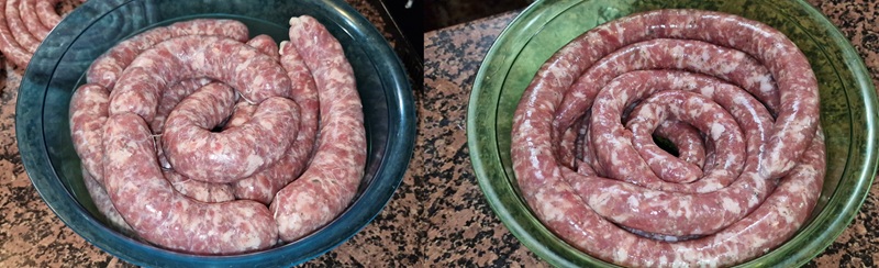 Kiełbaski w pojemnikach.